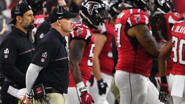 Atlanta Falcons head coach Dan Quinn looks on during the second quarter against the New England Patriots during Super Bowl LI at NRG Stadium. Mandatory Credit: Bob Donnan-USA TODAY Sports